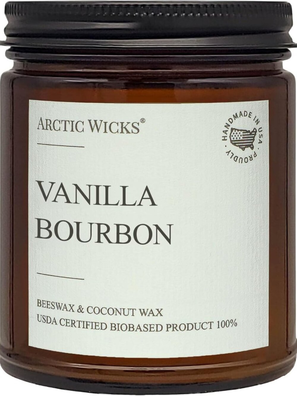 Vanilla Bourbon Scented Candle, 9oz Eco-Friendly Coconut Beeswax, Non-Toxic